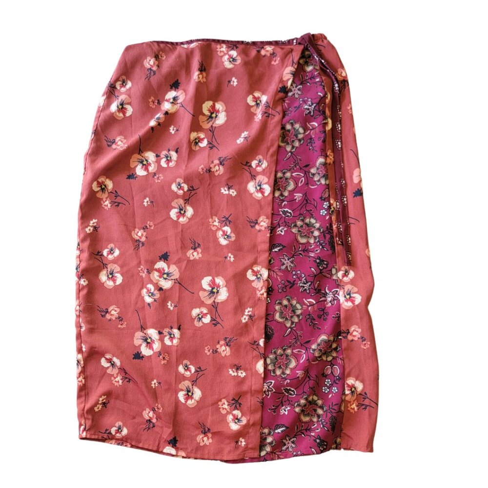 Band Of Gypsies Floral Boho Wrap Midi Skirt, Size S EUC